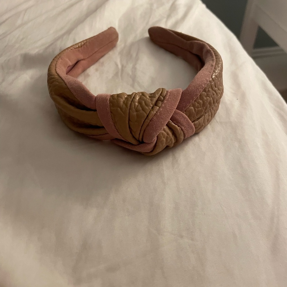 Anthropologie Pink and Brown Velvet Hair Accessory